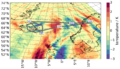 Flight path of PGS_10 and predicted gravity wave field